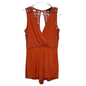 Romeo & Juliet Couture Coral / Orange Embroidered Romper XS New With Tags NWT.